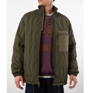 BDG Quilted Mock Neck Jacket Olive Green